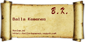 Balla Kemenes névjegykártya